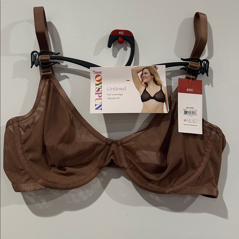 Joyspun Women's Full Coverage Sheer Mesh Unlined Bra Size 40C
